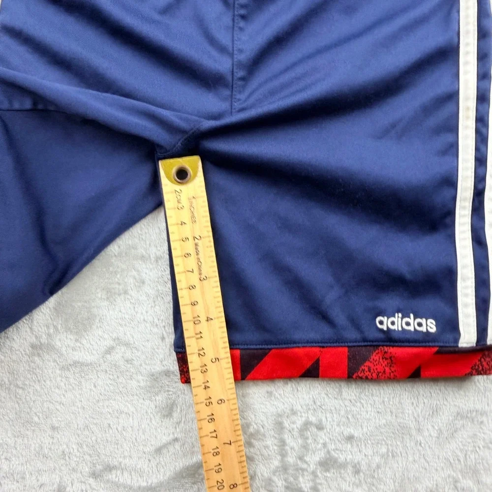 Adidas Navy Blue Shorts Kids Size 6 Red Graphic Hem Athletic Activewear